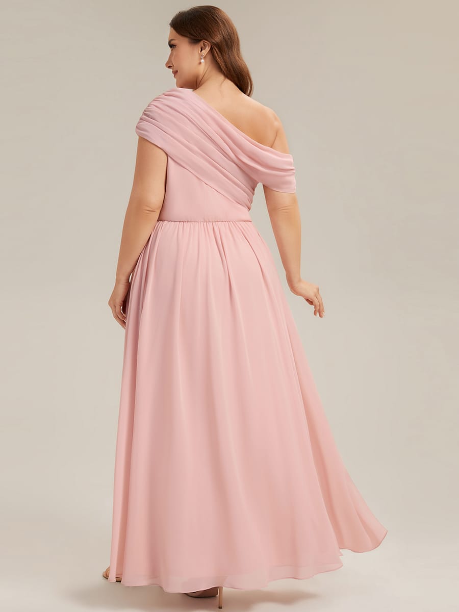 Gathered Chiffon Off the Shoulder Dress #color_Pink