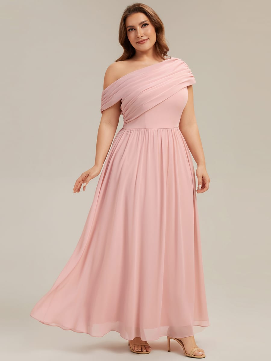 Gathered Chiffon Off the Shoulder Dress #color_Pink