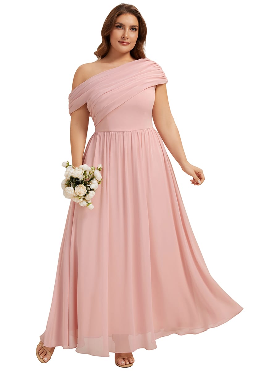 Gathered Chiffon Off the Shoulder Dress #color_Pink
