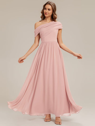 Gathered Chiffon Off the Shoulder Dress