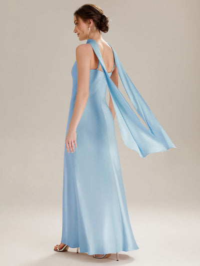 Flowing Ribbons Satin Sleeveless Dress