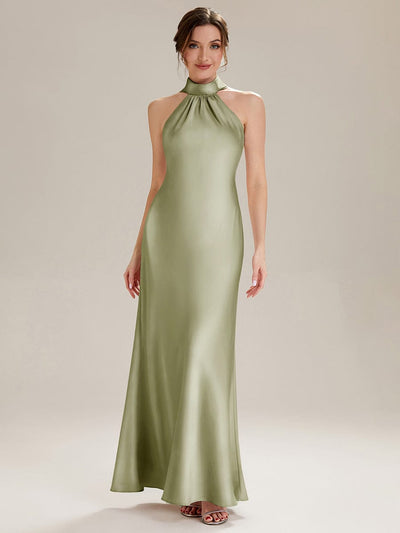 Flowing Ribbons Satin Sleeveless Wedding Guest Dress