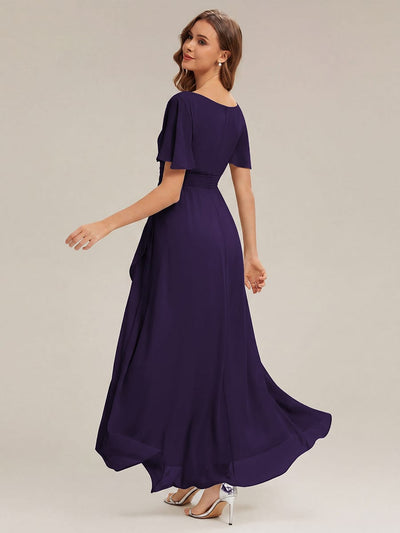 ever SAGE|Ruched Chiffon Ruffle Sleeve Bridesmaid Dress
