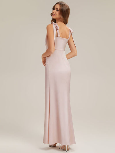 ever LUNA|Flowing Ribbons Satin Sleeveless Wedding Guest Dress