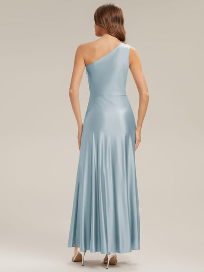 Knotted Satin Sleeveless Dress #color_Sky Blue