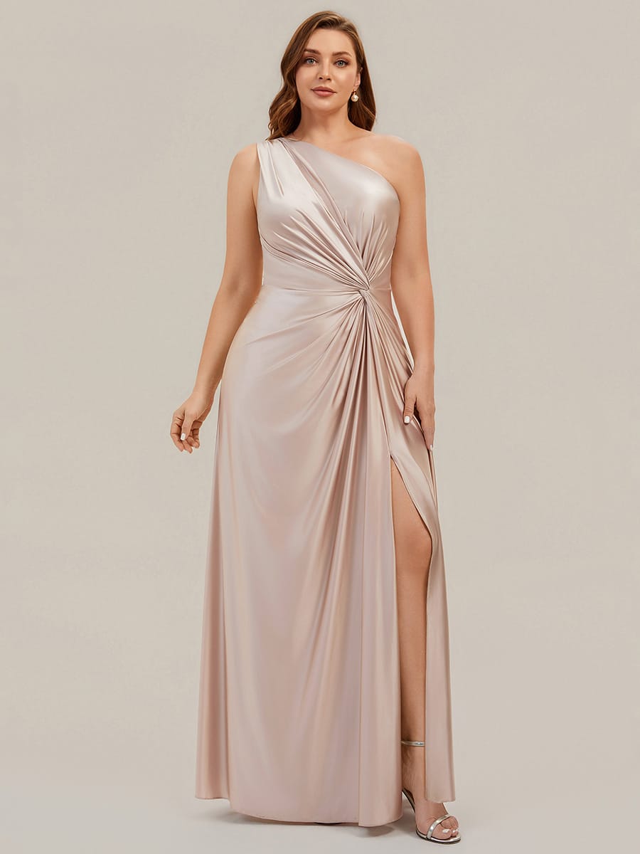 Knotted Satin Sleeveless Dress #color_Champagne