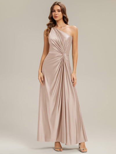 Knotted Satin One-Shoulder Dress