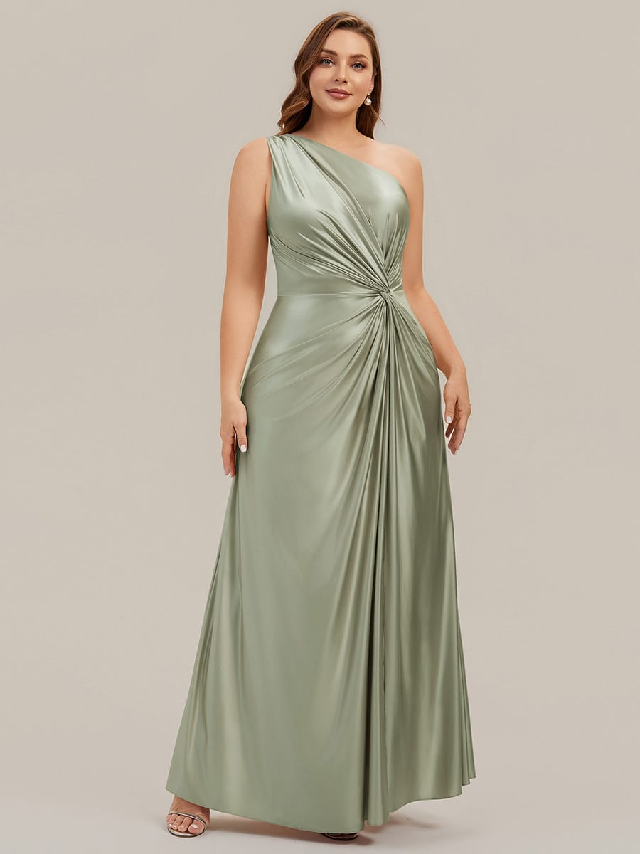 Knotted Satin Sleeveless Dress #color_Sage Green