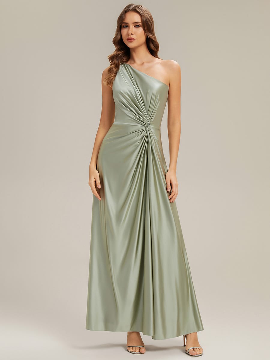 Knotted Satin Sleeveless Dress #color_Sage Green