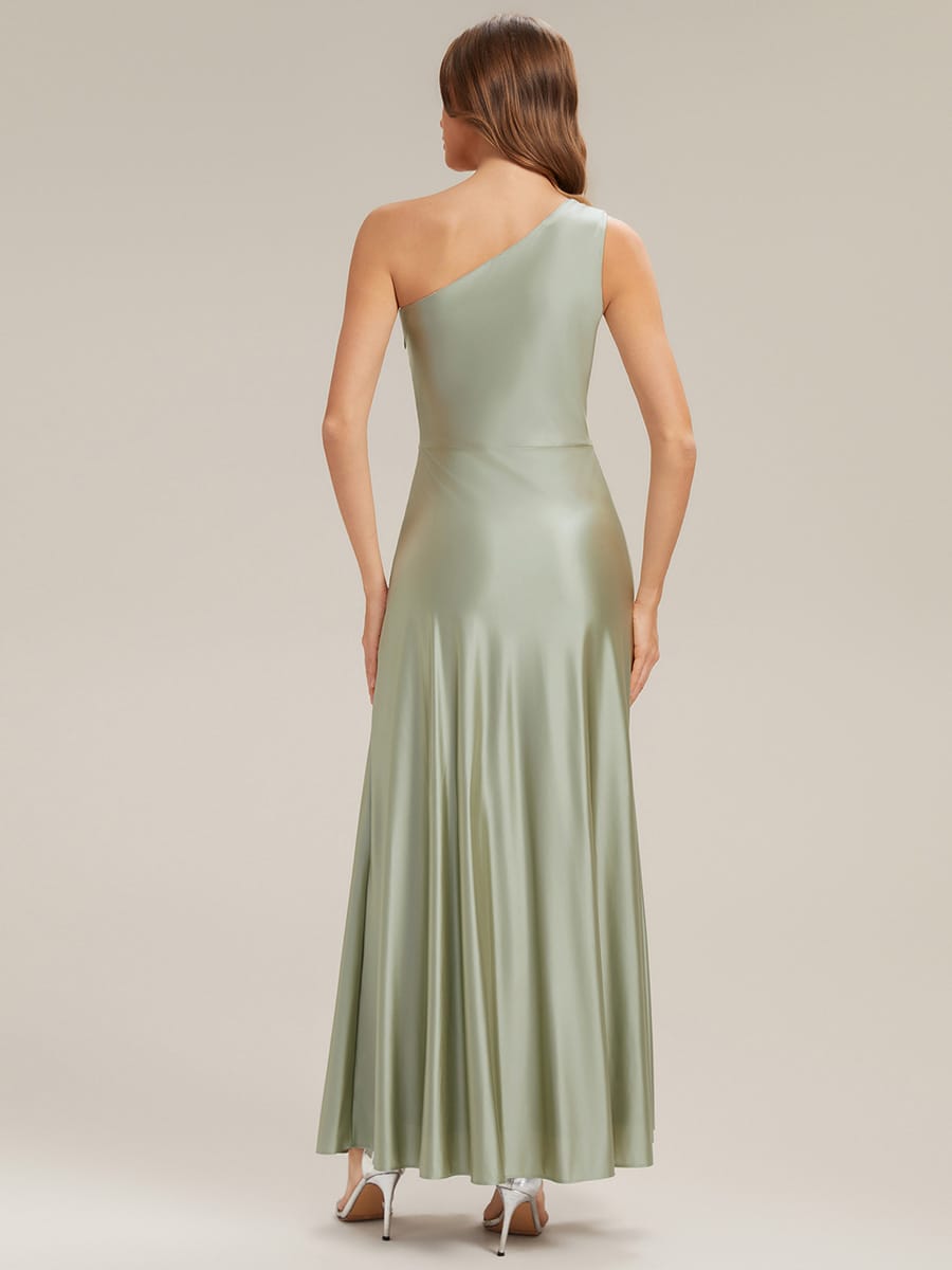 Knotted Satin Sleeveless Dress #color_Sage Green