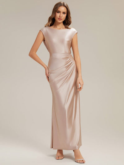 Satin Cap Sleeve A-Line Dress