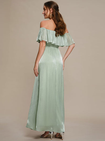 Chiffon Drop Shoulder Sleeve A-Line Dress #color_Mint Green