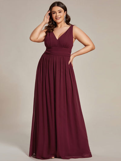 ever HUSH|Elegant Sleeveless V-Neck Maxi Chiffon Bridesmaid Dress