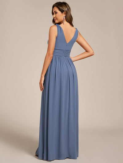 ever HUSH|V Neck Sleeveless Pleated Chiffon Evening Dress (Final Sale)