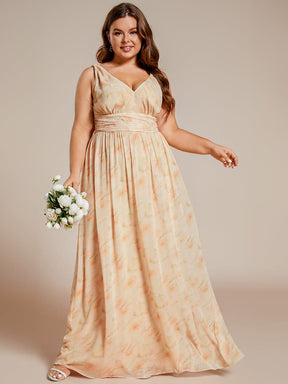 Plus Size Sleeveless V-Neck Chiffon Maxi Bridesmaid Dress