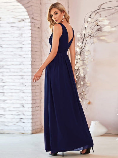 ever HUSH|Elegant Sleeveless V-Neck Maxi Chiffon Bridesmaid Dress