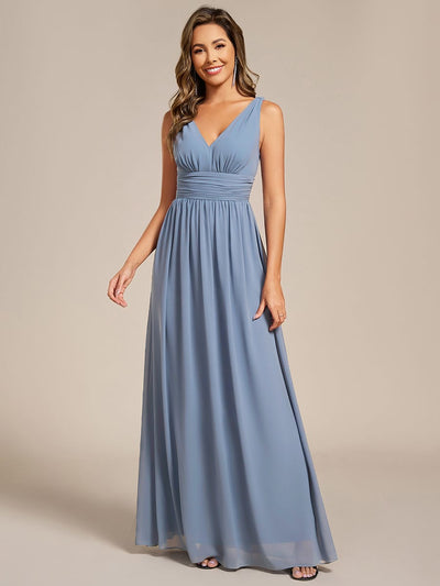 ever HUSH|Elegant Sleeveless V-Neck Maxi Chiffon Bridesmaid Dress (Final Sale)