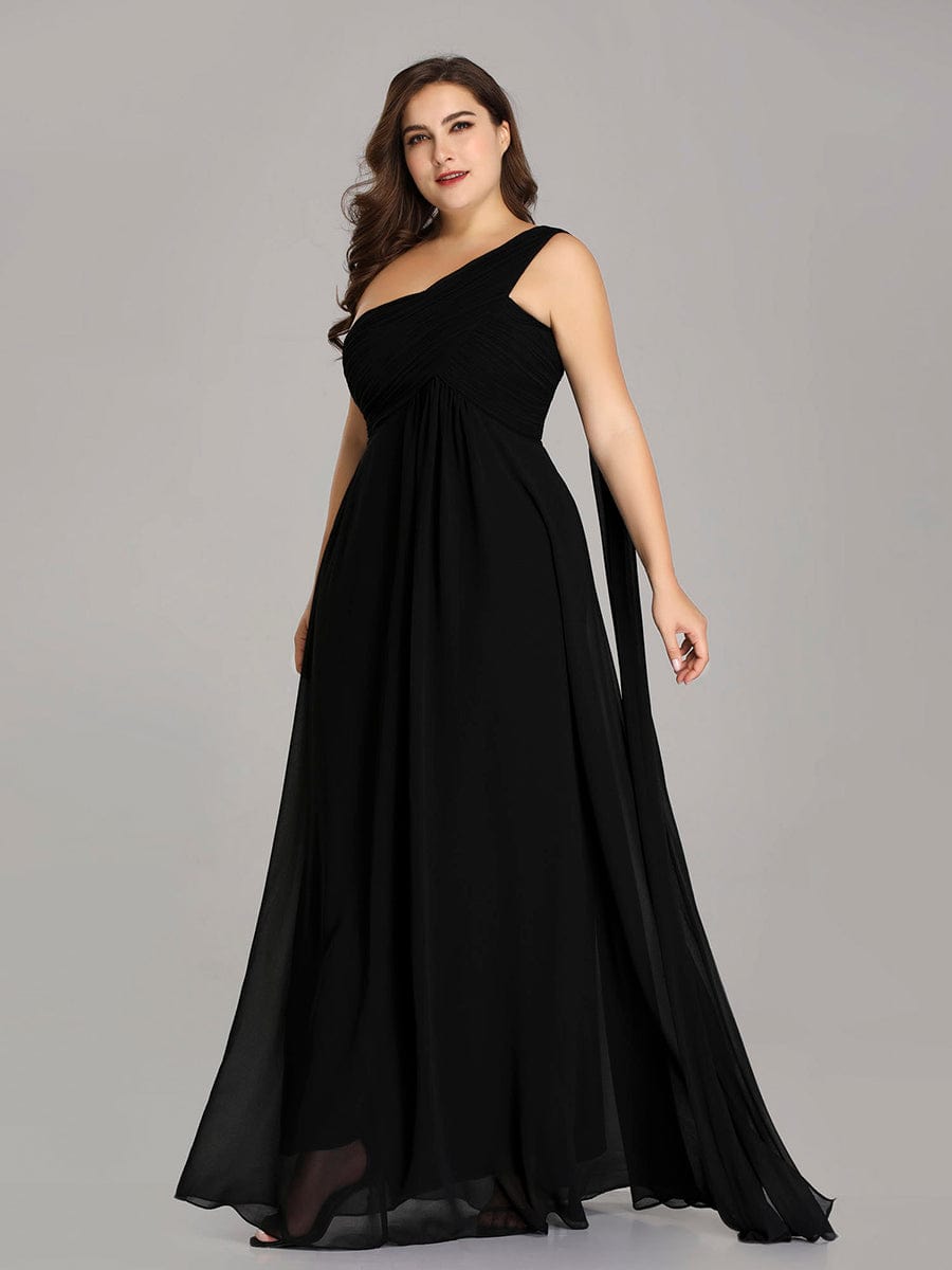 One Shoulder Maxi Bridesmaid Dresses #color_Black