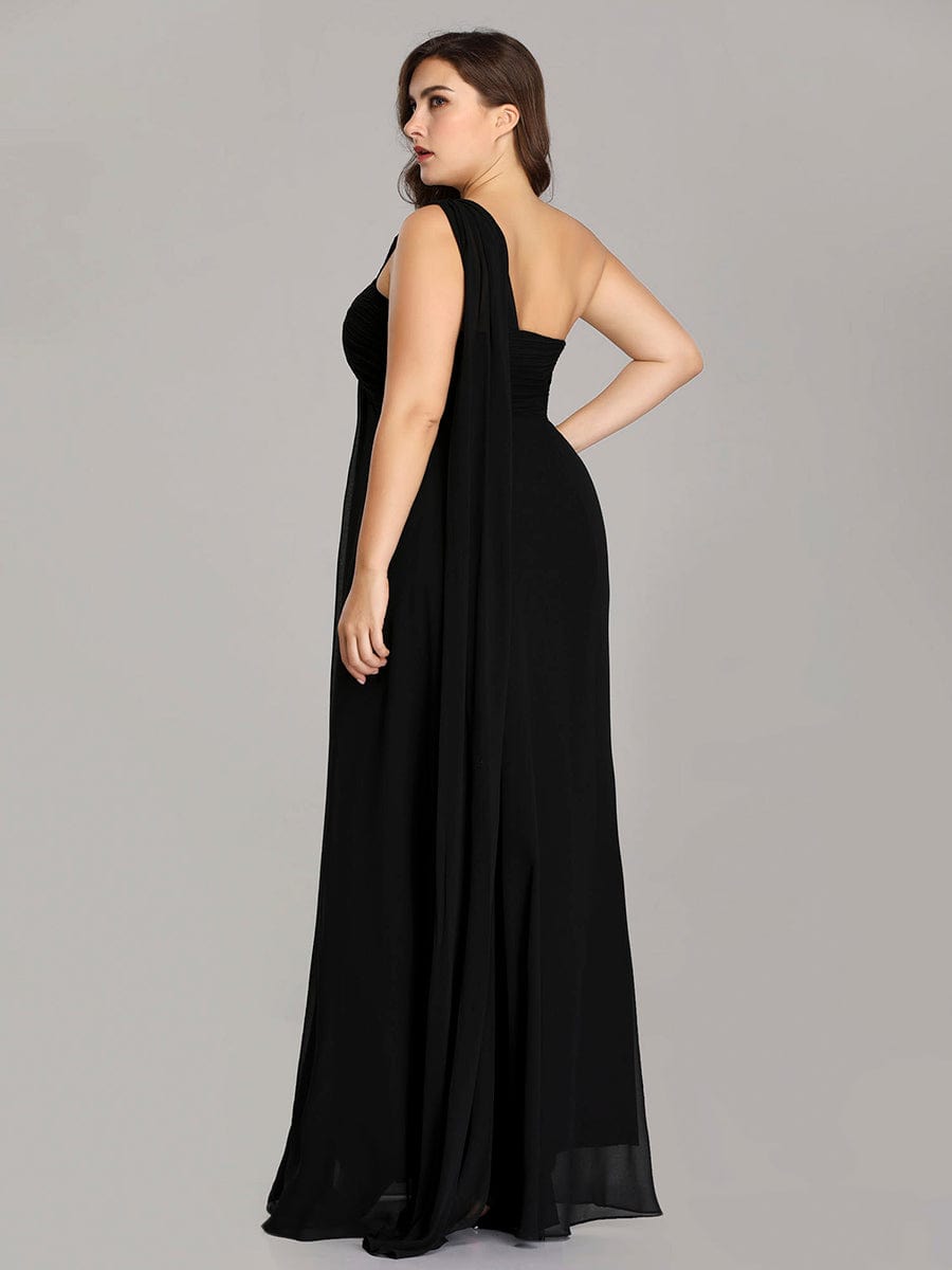 One Shoulder Maxi Bridesmaid Dresses #color_Black