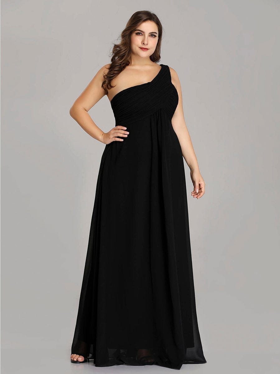 One Shoulder Maxi Bridesmaid Dresses #color_Black