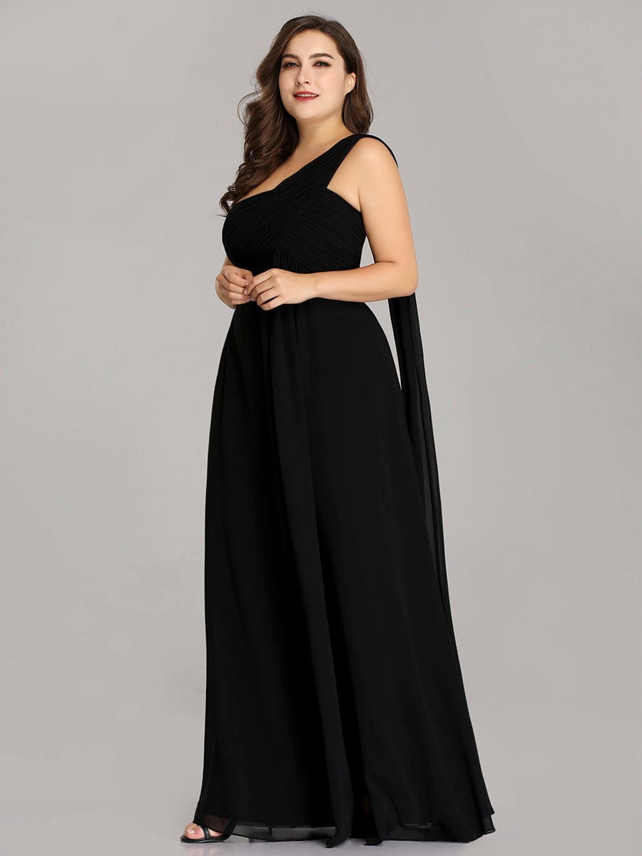 One Shoulder Maxi Bridesmaid Dresses #color_Black