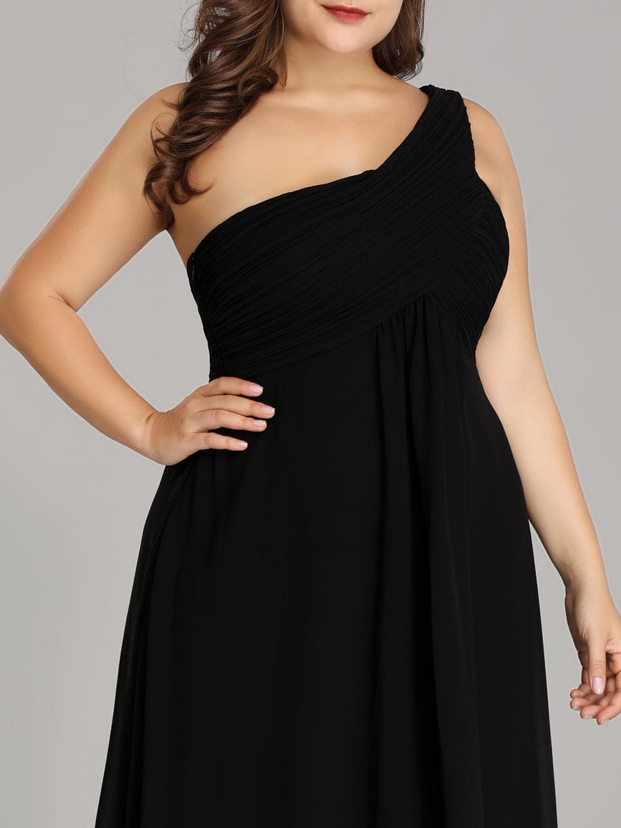 One Shoulder Maxi Bridesmaid Dresses #color_Black