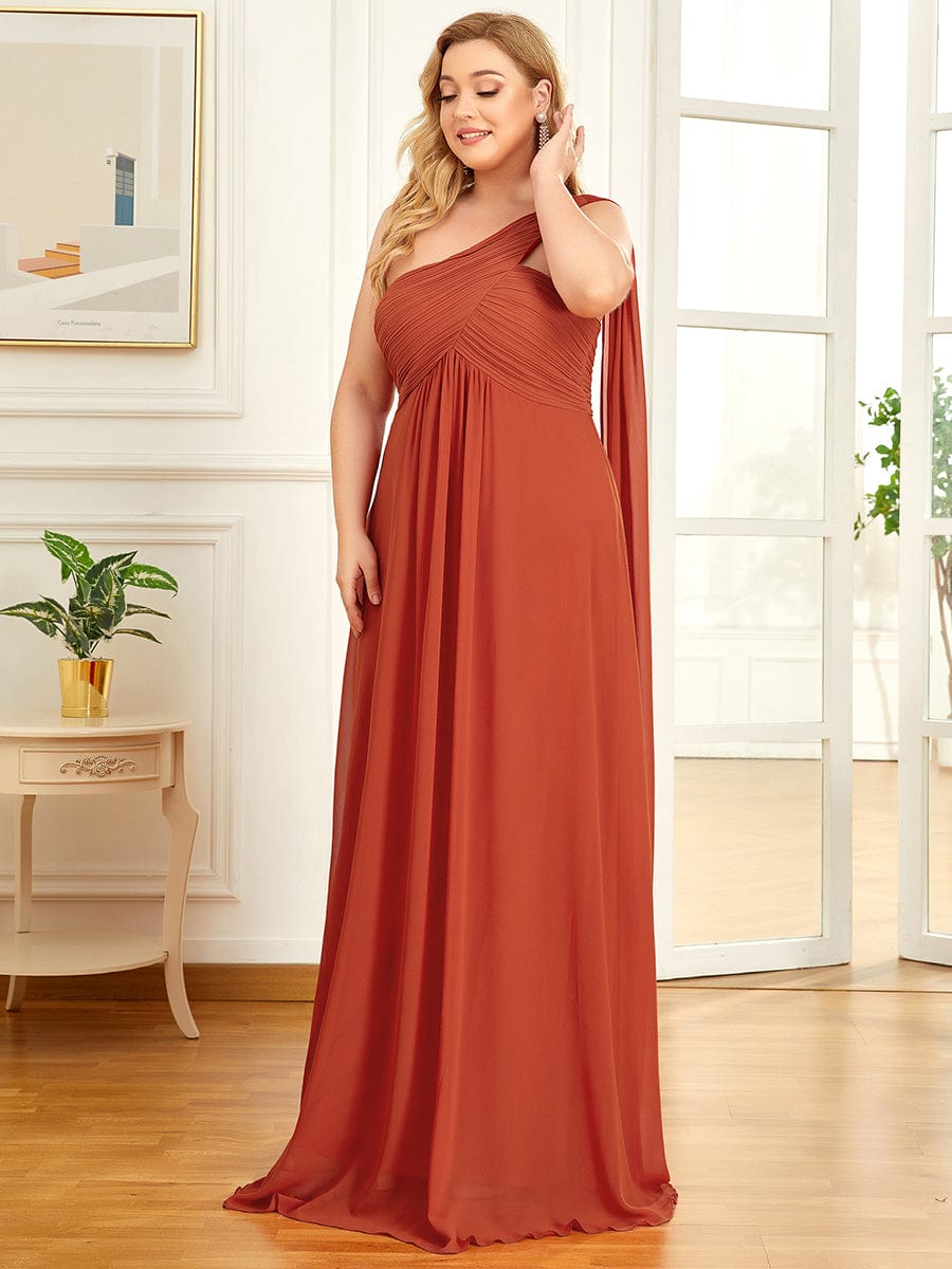 One Shoulder Maxi Bridesmaid Dresses #color_Burnt Orange