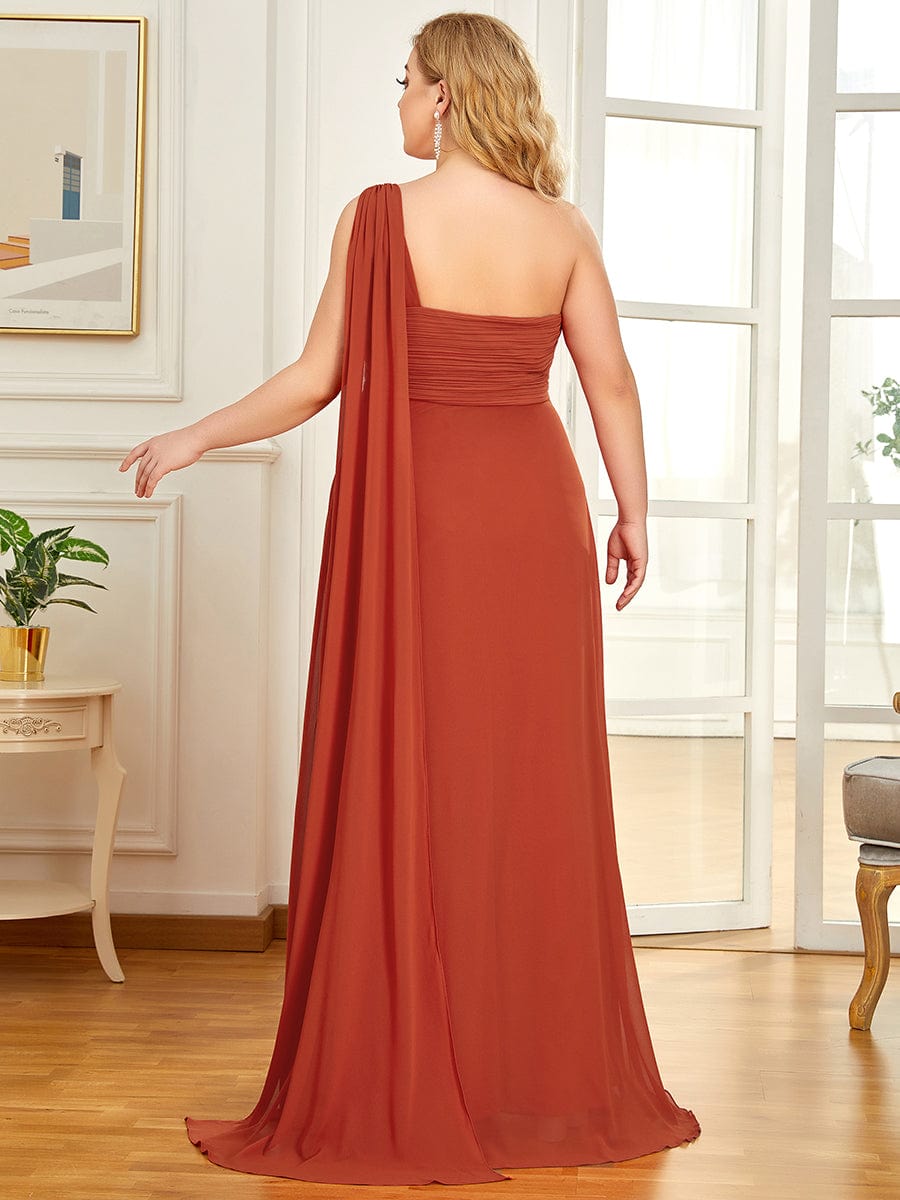 One Shoulder Maxi Bridesmaid Dresses #color_Burnt Orange