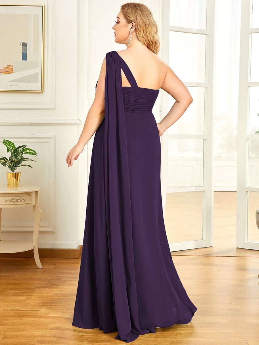 One Shoulder Maxi Bridesmaid Dresses #color_Dark Purple