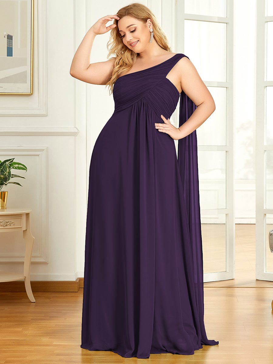 One Shoulder Maxi Bridesmaid Dresses #color_Dark Purple