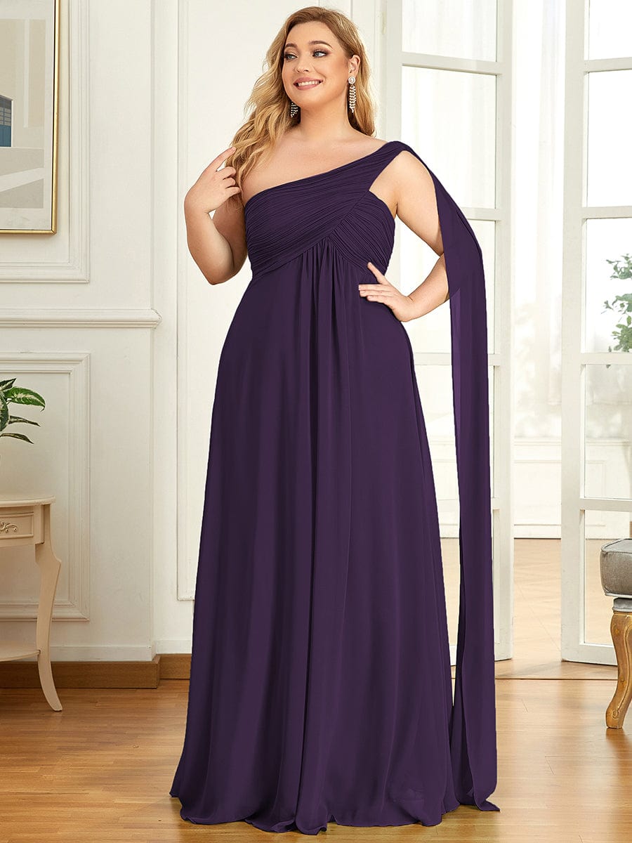 One Shoulder Maxi Bridesmaid Dresses #color_Dark Purple