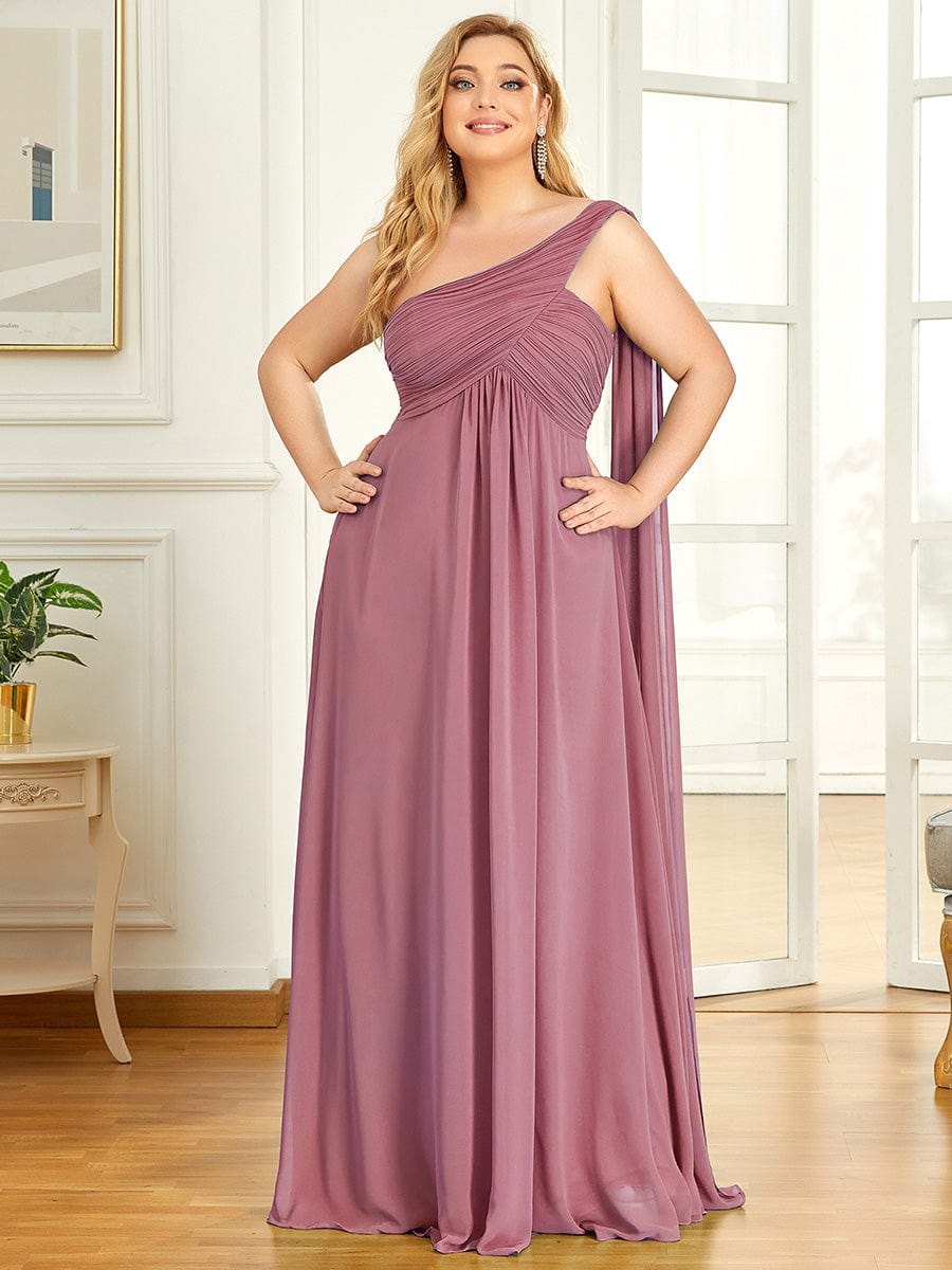 One Shoulder Maxi Bridesmaid Dresses #color_Purple Orchid