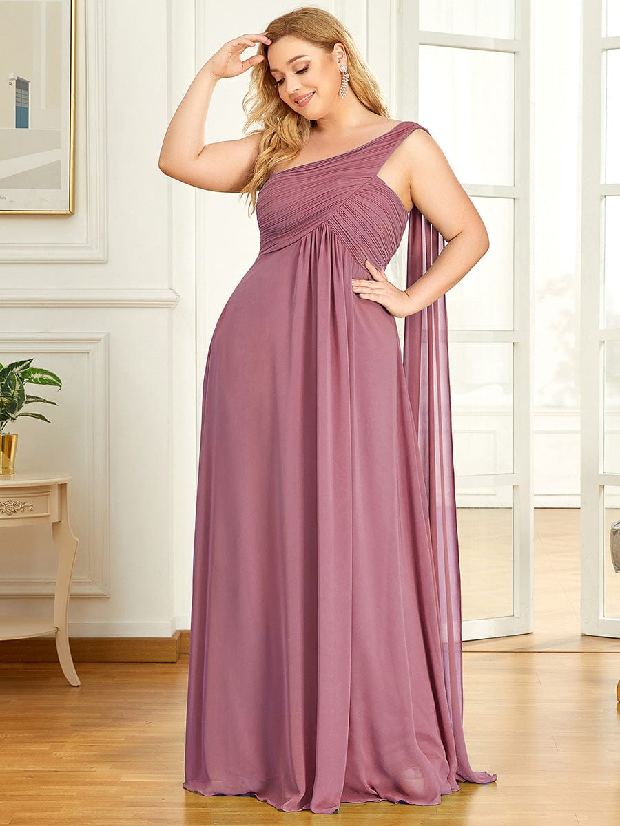 One Shoulder Maxi Bridesmaid Dresses #color_Purple Orchid