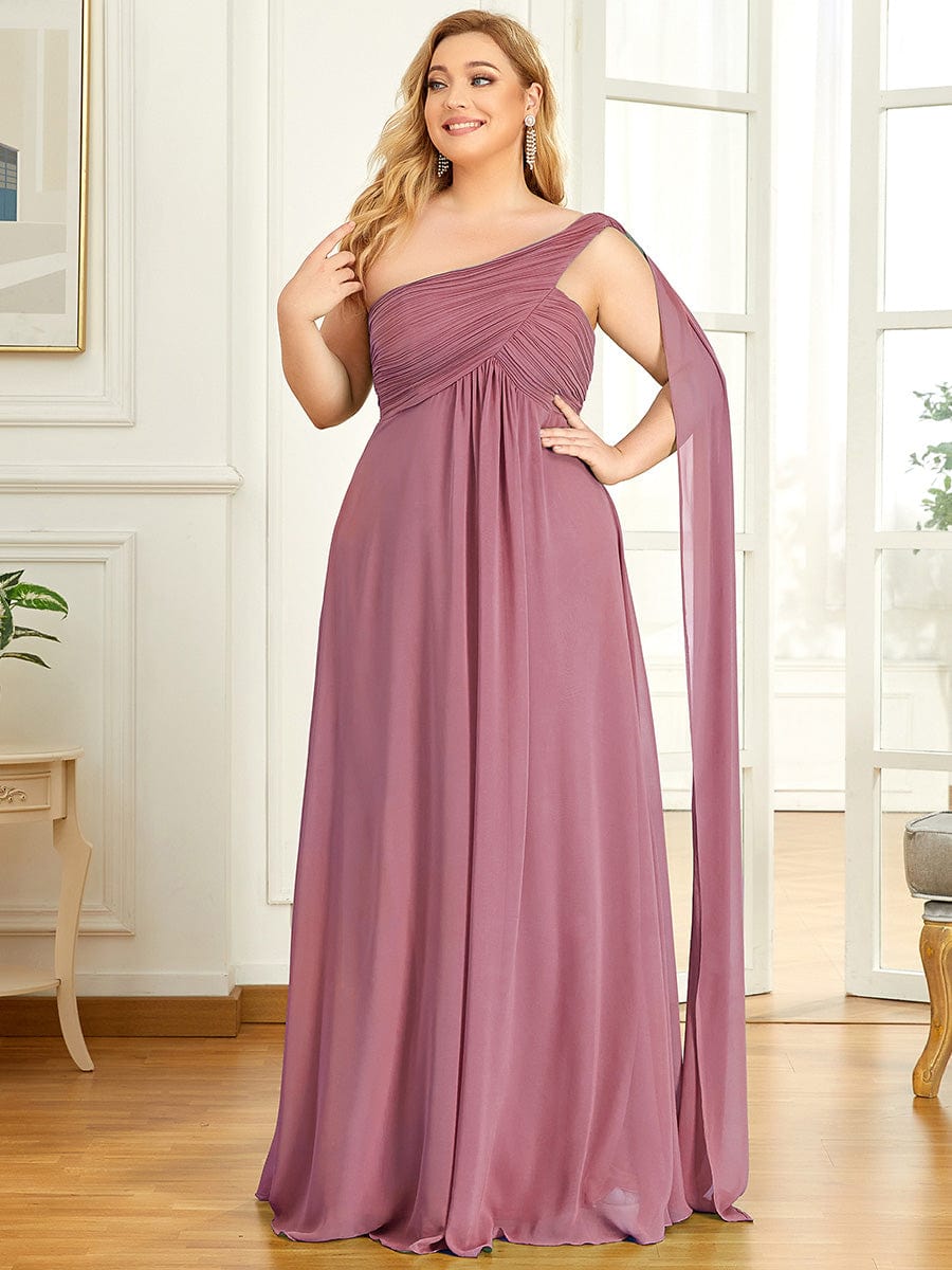 One Shoulder Maxi Bridesmaid Dresses #color_Purple Orchid