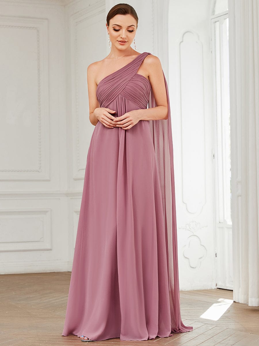 One Shoulder Maxi Bridesmaid Dresses #color_Purple Orchid