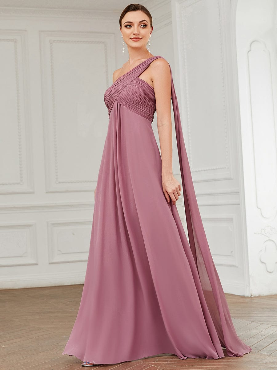 One Shoulder Maxi Bridesmaid Dresses #color_Purple Orchid