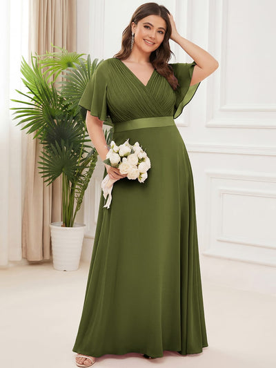 ever MONICA|High Waist Short Sleeves Bridesmaid Dress