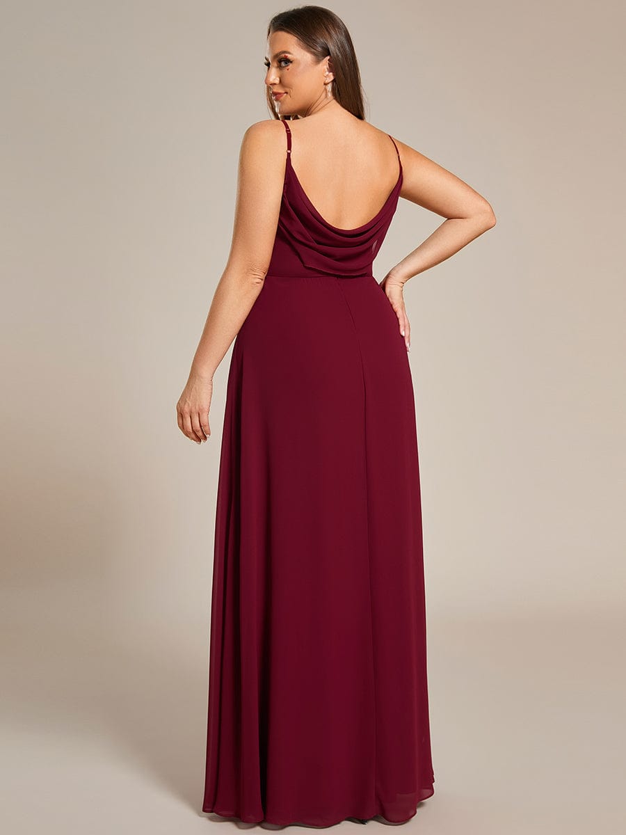 Custom Size Plus Size Pleated Sweetheart Backless Floor Length Bridesmaid Dress #color_Burgundy
