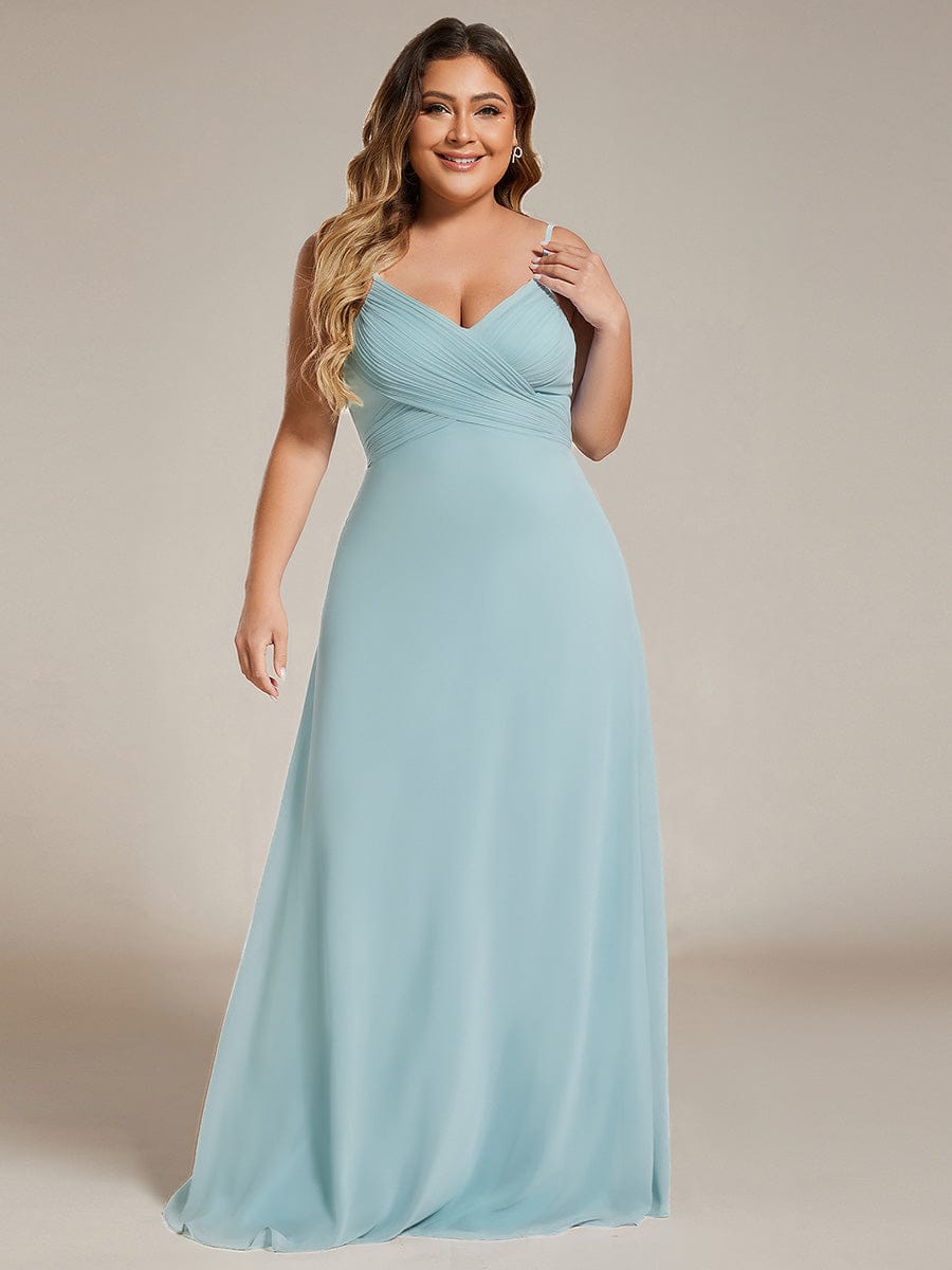 Sweetheart Draped Back Floor Length Bridesmaid Dress #color_Sky Blue
