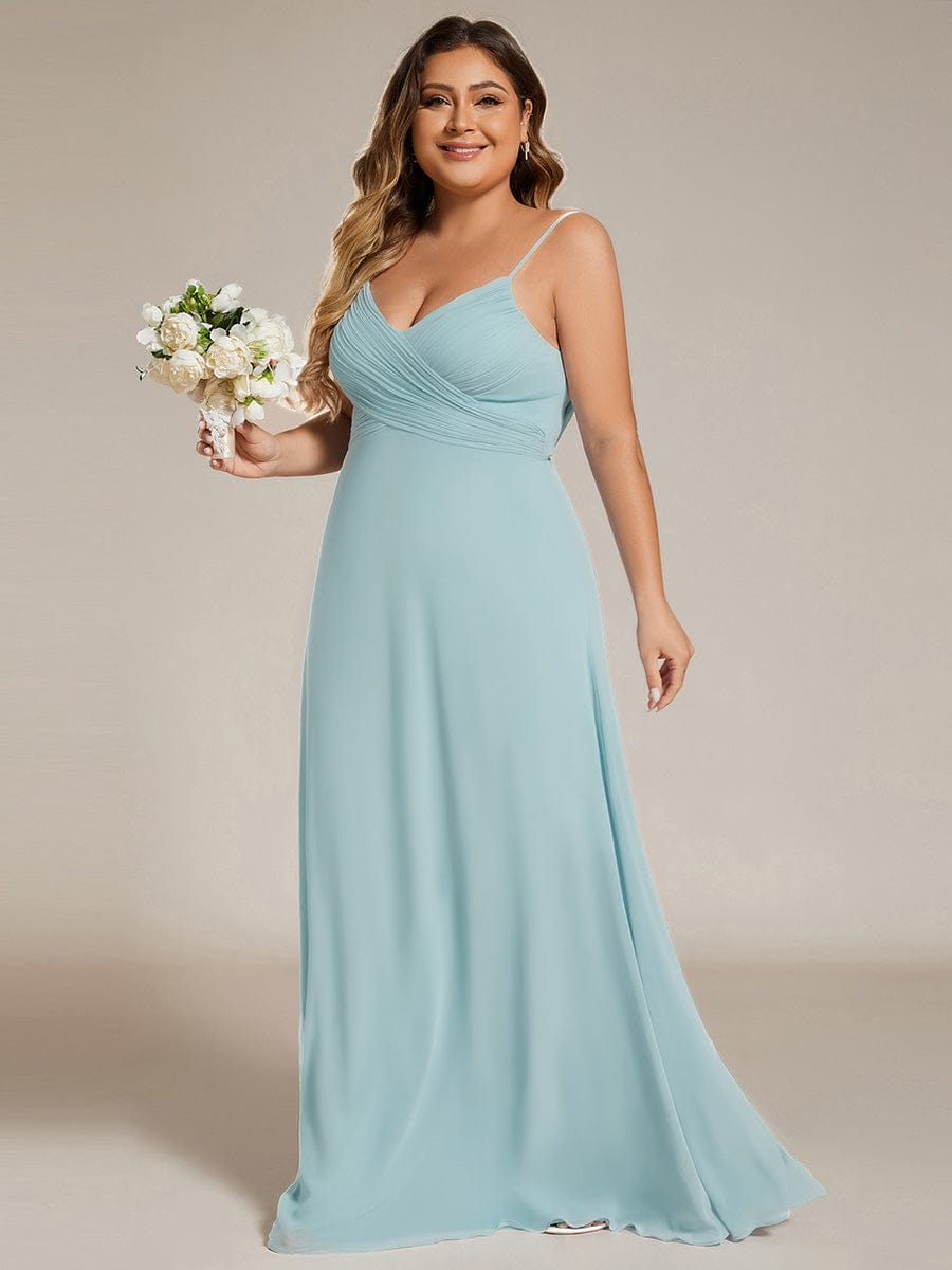 Sweetheart Draped Back Floor Length Bridesmaid Dress #color_Sky Blue