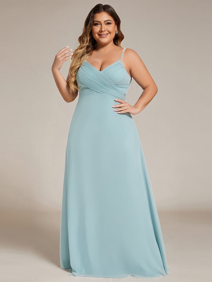 Sweetheart Draped Back Floor Length Bridesmaid Dress #color_Sky Blue