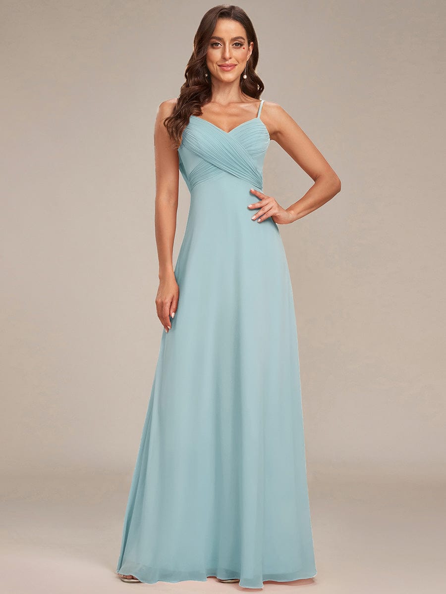 Sweetheart Draped Back Floor Length Bridesmaid Dress #color_Sky Blue