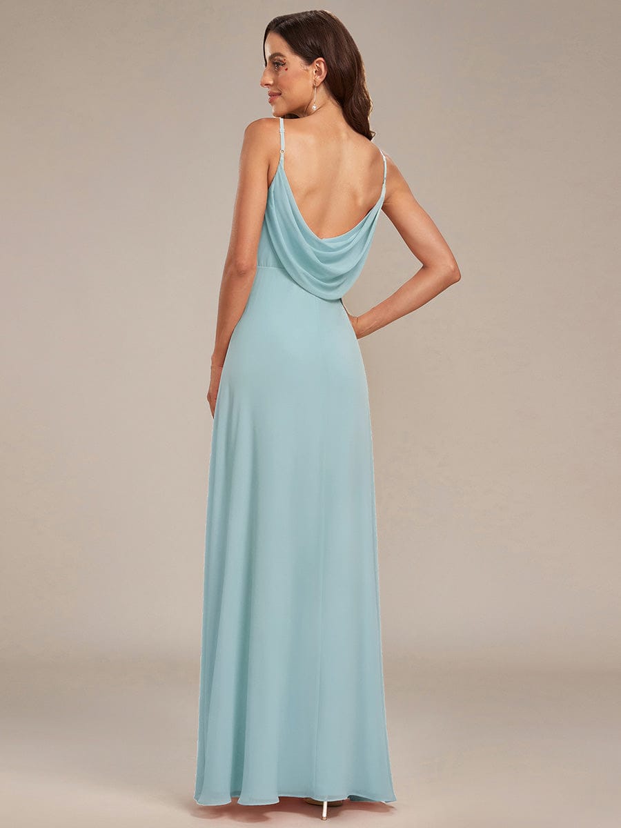 Sweetheart Draped Back Floor Length Bridesmaid Dress #color_Sky Blue
