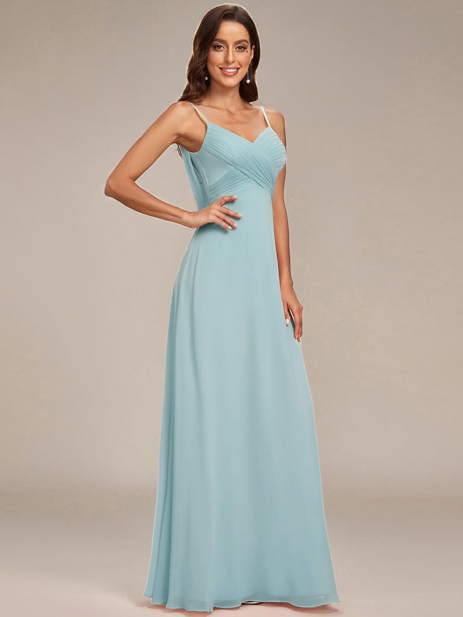 Sweetheart Draped Back Floor Length Bridesmaid Dress #color_Sky Blue
