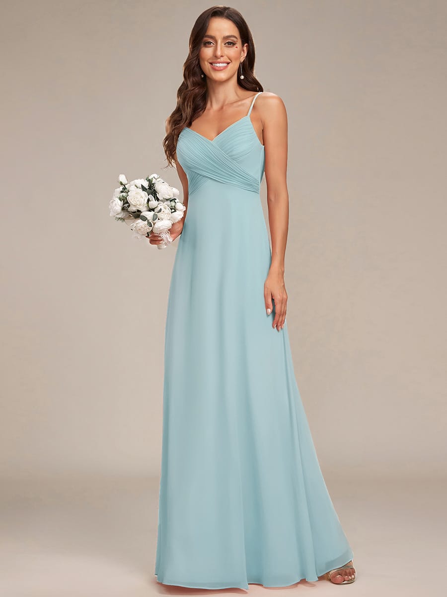 Sweetheart Draped Back Floor Length Bridesmaid Dress #color_Sky Blue