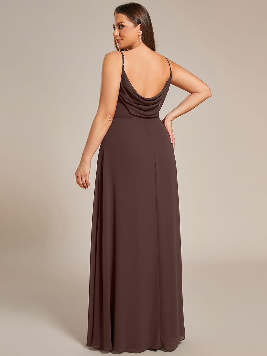 Sweetheart Draped Back Floor Length Bridesmaid Dress #color_Chocolate Brown