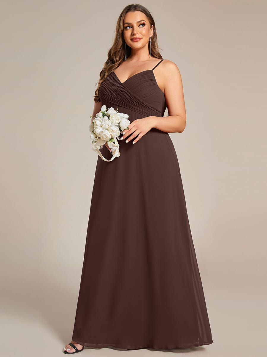 Sweetheart Draped Back Floor Length Bridesmaid Dress #color_Chocolate Brown