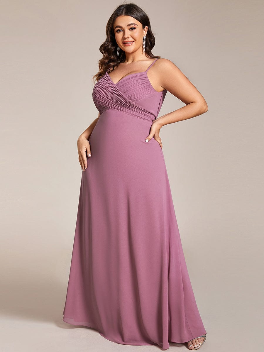 Custom Size Plus Size Pleated Sweetheart Backless Floor Length Bridesmaid Dress