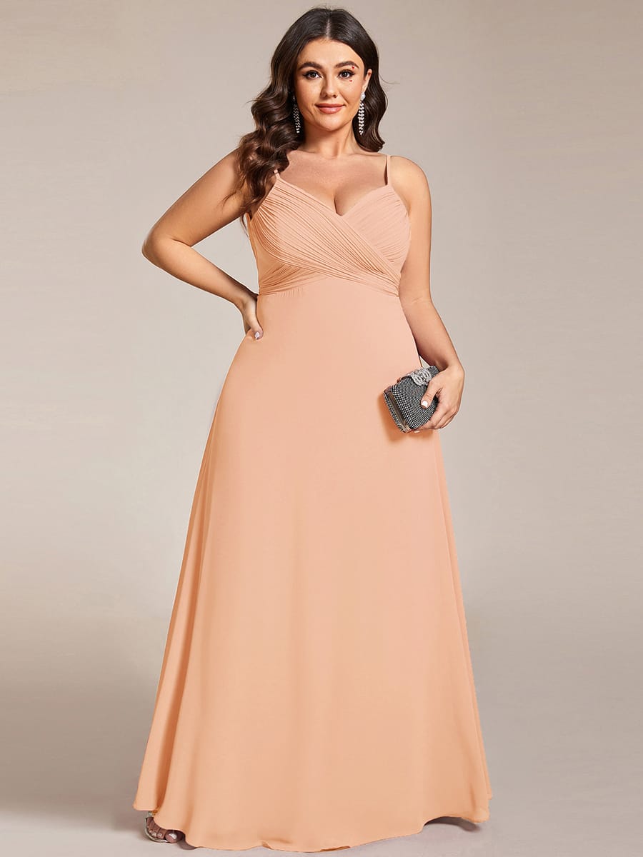 Sweetheart Draped Back Maxi Bridesmaid Dress #color_Peach