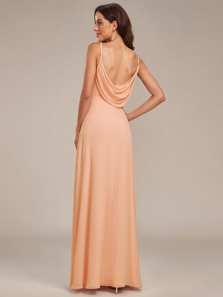Sweetheart Draped Back Maxi Bridesmaid Dress #color_Peach